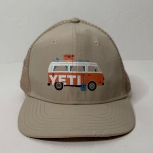 YETI Coastal Camper Trucker Hat Cap Bus Van Snapback Rare Retired Tan Unisex